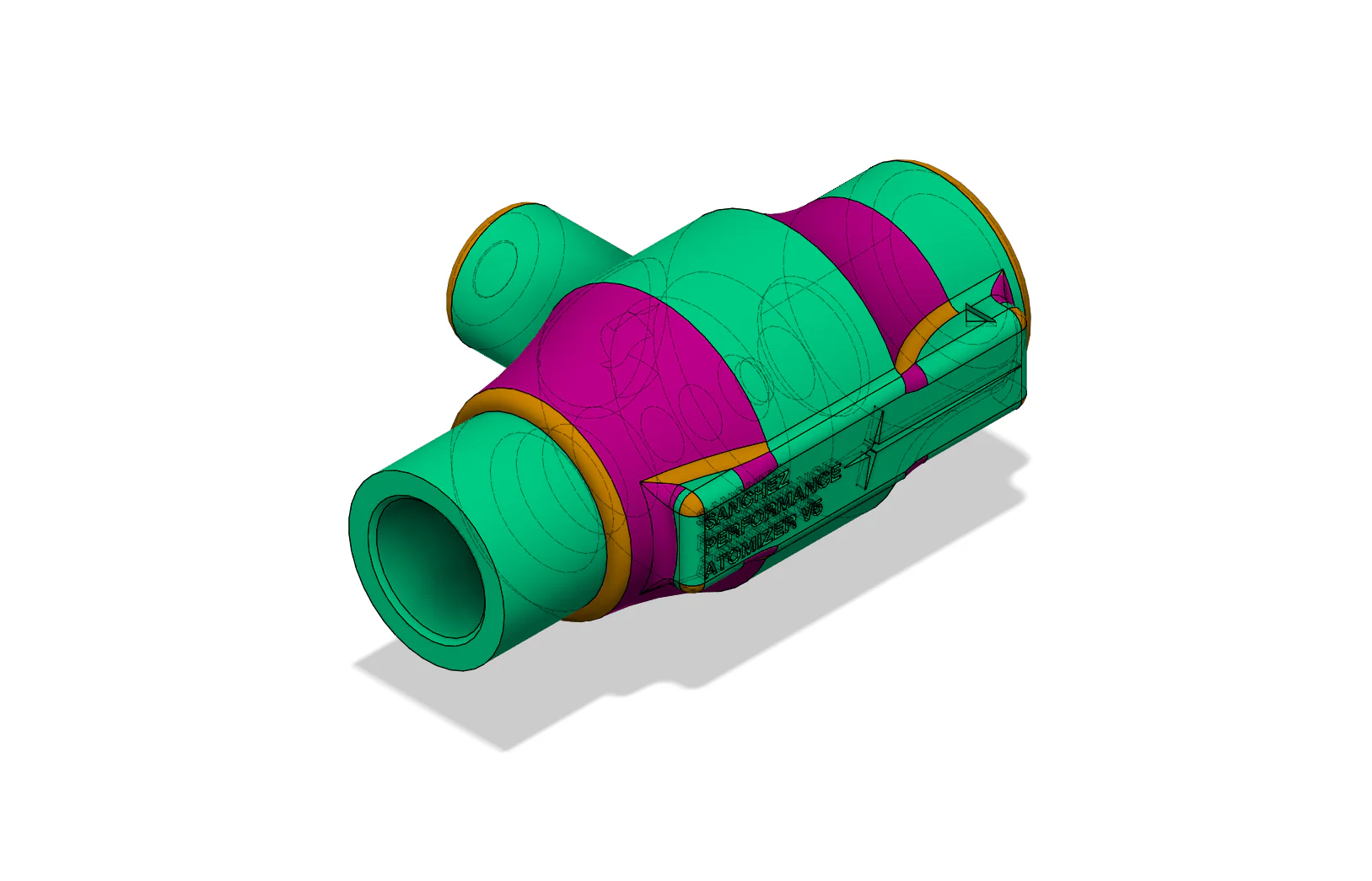 Curved atomizer nozzle external geometry