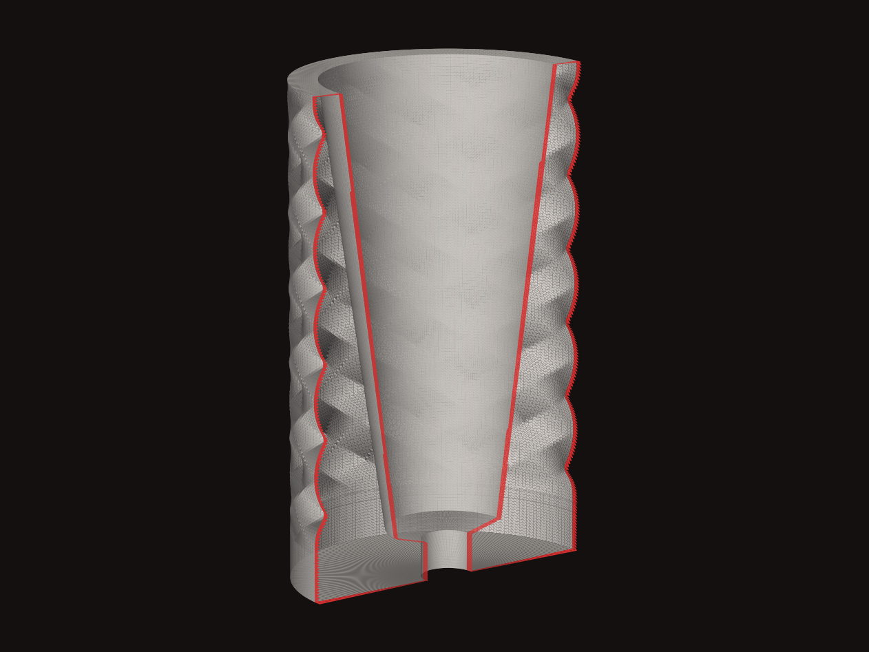POLYSTOP section — graded wall and tapered bore